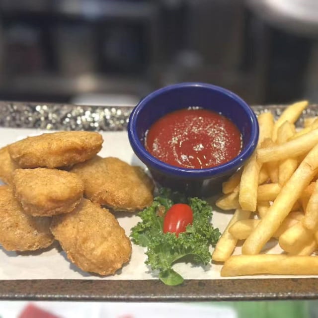 Fries and Chicken Nuggets.