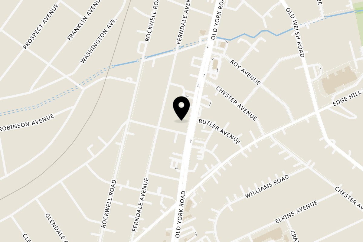 Map showing the location of Emoji Sushi & Teriyaki on 1600 Old York Rd in Abington